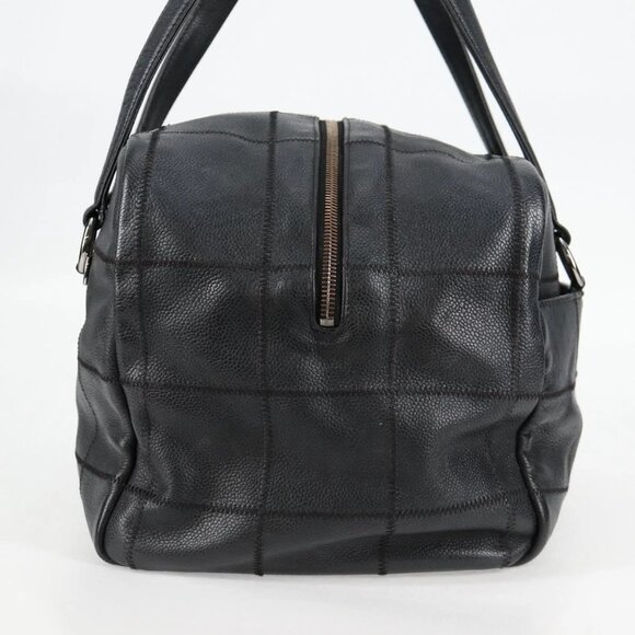 CHANEL Choco Bar Hand Bag Grained Calf Skin Black Silver gold - Picture 3 of 16